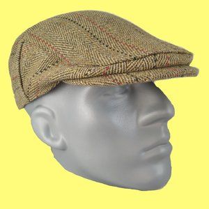 Men's Fox Derby Tweed Flat Cap ZH010 in RED / BLACK STRIPE  - CHOOSE SIZE